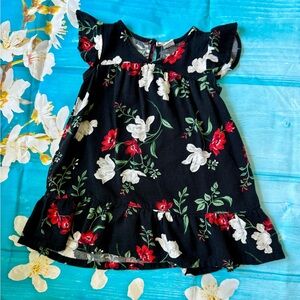 6-12M black dress with white and red floral detail